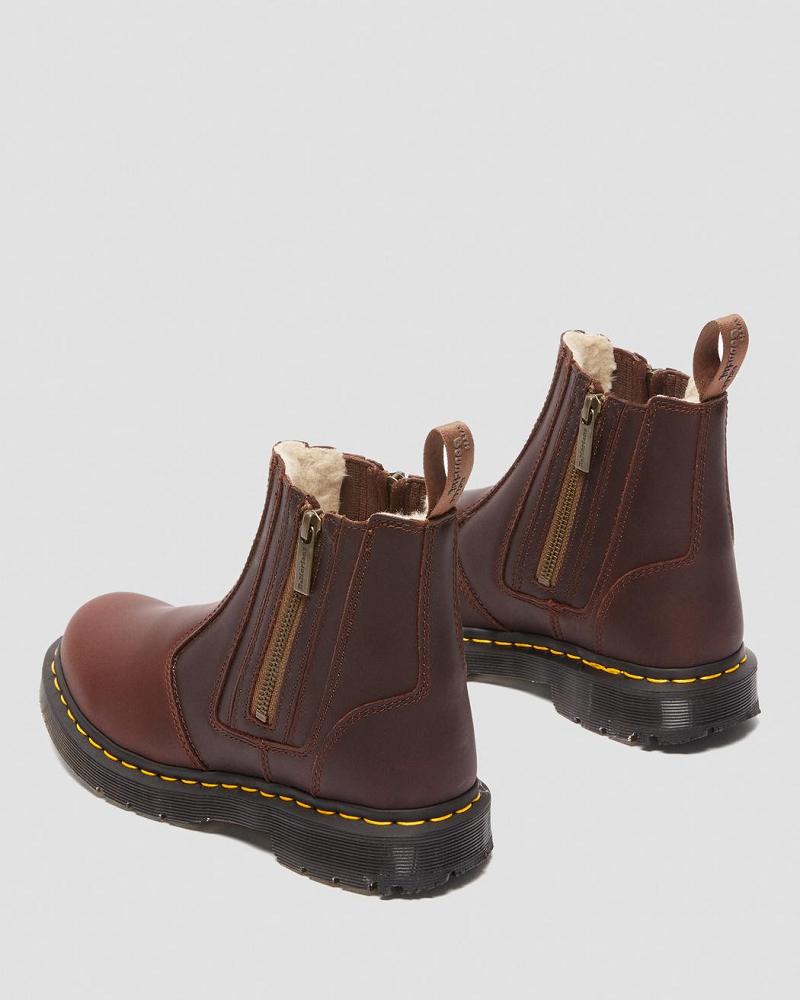 Brown Women's Dr Martens 2976 DM's Wintergrip Zip Work Boots | CA 396UZG